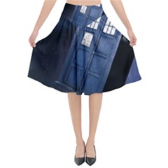 Tardis Doctor Who Planet Flared Midi Skirt by Cendanart