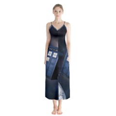 Tardis Doctor Who Planet Button Up Chiffon Maxi Dress by Cendanart