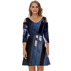 Tardis Doctor Who Planet Shoulder Cut Out Zip Up Dress