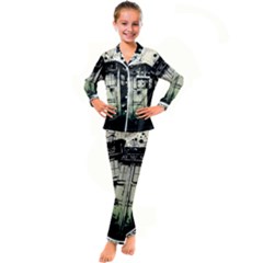 Doctor Who Tardis Kids  Satin Long Sleeve Pajamas Set by Cendanart