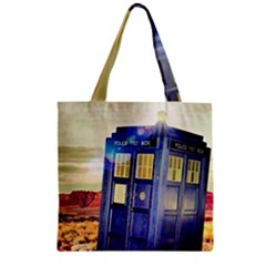 Tardis Wilderness Doctor Who Zipper Grocery Tote Bag by Cendanart