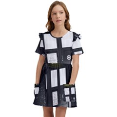 Doctor Who Space Tardis Kids  Frilly Sleeves Pocket Dress