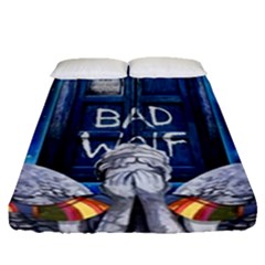 Doctor Who Adventure Bad Wolf Tardis Fitted Sheet (queen Size) by Cendanart