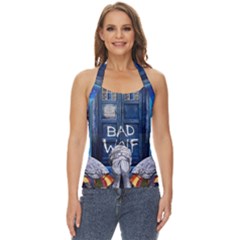 Doctor Who Adventure Bad Wolf Tardis Basic Halter Top by Cendanart