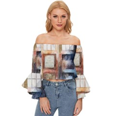 Tardis Doctor Who Off Shoulder Flutter Bell Sleeve Top