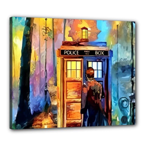 Tardis Doctor Who Paint Painting Canvas 24  X 20  (stretched)