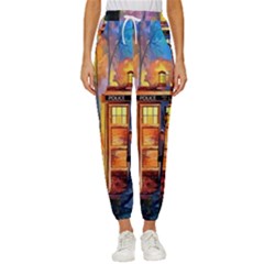 Tardis Doctor Who Paint Painting Women s Cropped Drawstring Pants
