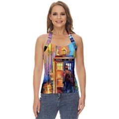 Tardis Doctor Who Paint Painting Basic Halter Top by Cendanart