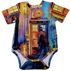 Tardis Doctor Who Paint Painting Baby Short Sleeve Bodysuit