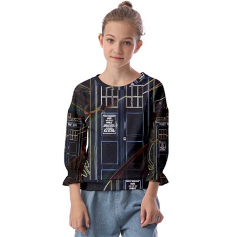 Tardis Doctor Who Magic Travel Macine Fantasy Kids  Cuff Sleeve Top by Cendanart