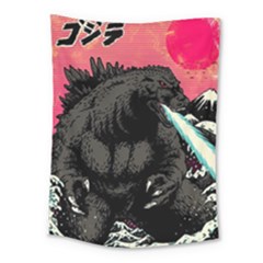 Godzilla Vintage Wave Medium Tapestry by Cendanart