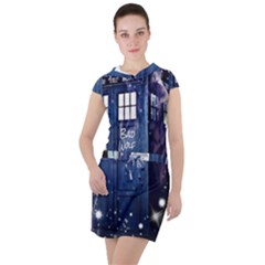 Bad Wolf Tardis Doctor Who Drawstring Hooded Dress by Cendanart