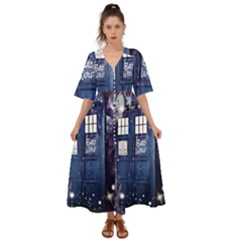 Bad Wolf Tardis Doctor Who Kimono Sleeve Boho Dress by Cendanart
