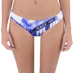 Tardis Doctor Who Blue Travel Machine Reversible Hipster Bikini Bottoms by Cendanart