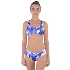 Tardis Doctor Who Blue Travel Machine Criss Cross Bikini Set by Cendanart