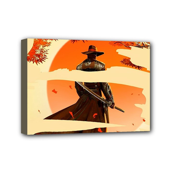 Samurai Art Ninja Katana Anime Aesthetic  Japanese Lore Style Mythology Retro Classic Warrior Mini Canvas 7  x 5  (Stretched)