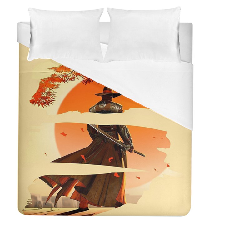 Samurai Art Ninja Katana Anime Aesthetic  Japanese Lore Style Mythology Retro Classic Warrior Duvet Cover (Queen Size)