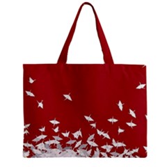 Red Sun Sea Waves Bird Japanese Art Minimalist Zipper Mini Tote Bag by Bedest