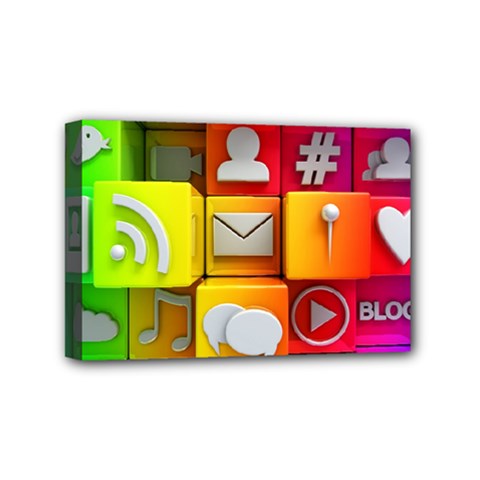 Colorful 3d Social Media Mini Canvas 6  X 4  (stretched) by Ket1n9