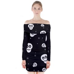 Skull Pattern Long Sleeve Off Shoulder Dress