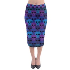 Skull Pattern Wallpaper Midi Pencil Skirt by Ket1n9