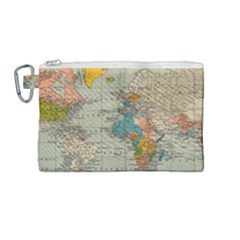 Vintage World Map Canvas Cosmetic Bag (medium) by Ket1n9