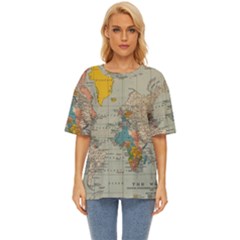 Vintage World Map Oversized Basic T-shirt by Ket1n9