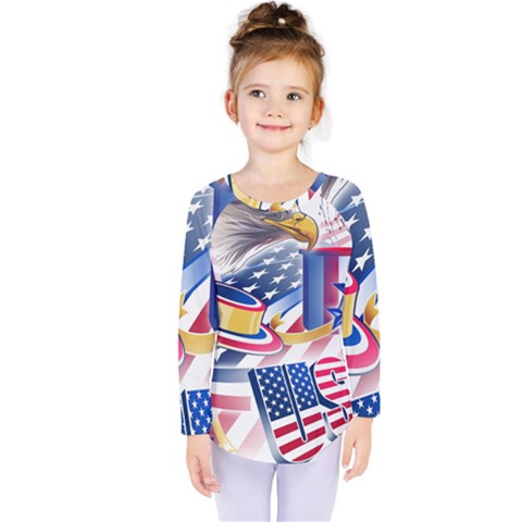 United States Of America Usa  Images Independence Day Kids  Long Sleeve T-shirt by Ket1n9