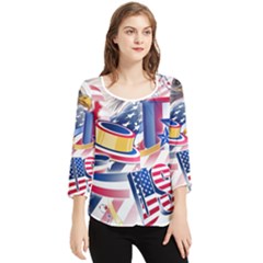 United States Of America Usa  Images Independence Day Chiffon Quarter Sleeve Blouse by Ket1n9