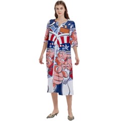 Independence Day United States Of America Women s Cotton 3/4 Sleeve Night Gown by Ket1n9
