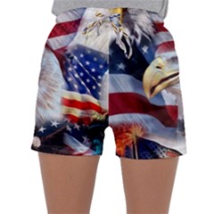 United States Of America Images Independence Day Sleepwear Shorts by Ket1n9