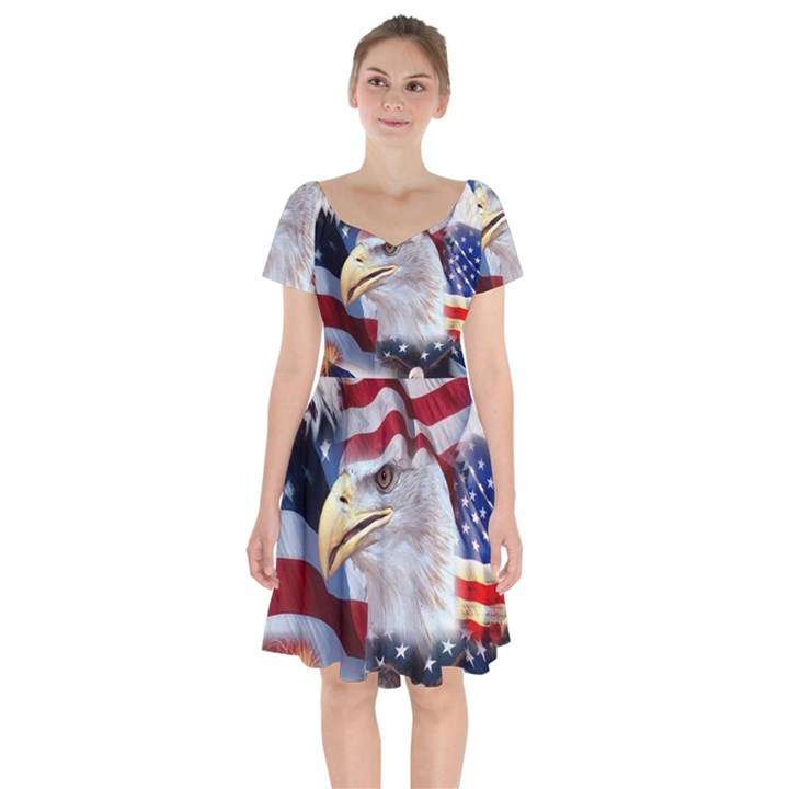 United States Of America Images Independence Day Short Sleeve Bardot Dress