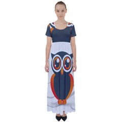 Owl Logo High Waist Short Sleeve Maxi Dress by Ket1n9