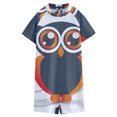 Owl Logo Kids  Boyleg Half Suit Swimwear