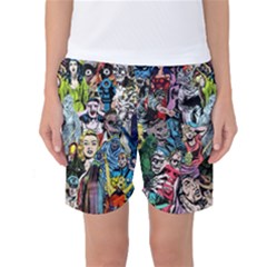 Vintage Horror Collage Pattern Women s Basketball Shorts by Ket1n9