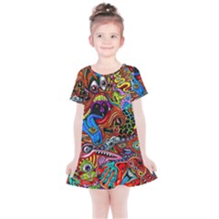 Art Color Dark Detail Monsters Psychedelic Kids  Simple Cotton Dress by Ket1n9