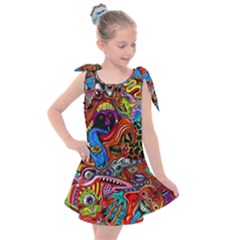 Art Color Dark Detail Monsters Psychedelic Kids  Tie Up Tunic Dress by Ket1n9