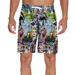 Vintage Horror Collage Pattern Men s Beach Shorts by Ket1n9