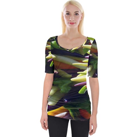 Bright Peppers Wide Neckline T-shirt by Ket1n9