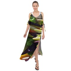 Bright Peppers Maxi Chiffon Cover Up Dress