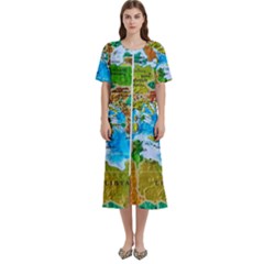 World Map Women s Cotton Short Sleeve Night Gown by Ket1n9