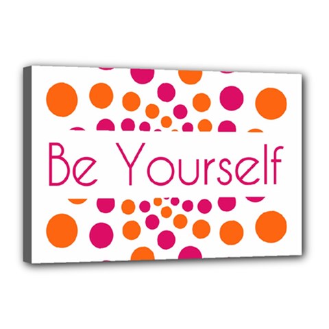 Be Yourself Pink Orange Dots Circular Canvas 18  X 12  (stretched) by Ket1n9