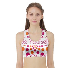 Be Yourself Pink Orange Dots Circular Sports Bra With Border by Ket1n9