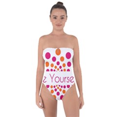 Be Yourself Pink Orange Dots Circular Tie Back One Piece Swimsuit by Ket1n9