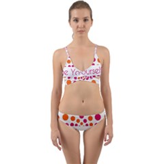 Be Yourself Pink Orange Dots Circular Wrap Around Bikini Set by Ket1n9