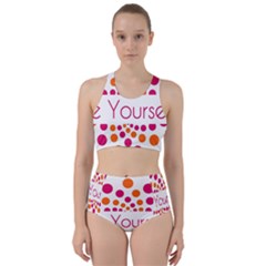 Be Yourself Pink Orange Dots Circular Racer Back Bikini Set by Ket1n9