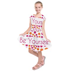 Be Yourself Pink Orange Dots Circular Kids  Short Sleeve Dress by Ket1n9