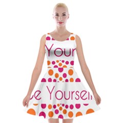 Be Yourself Pink Orange Dots Circular Velvet Skater Dress by Ket1n9