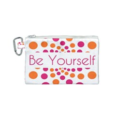 Be Yourself Pink Orange Dots Circular Canvas Cosmetic Bag (small) by Ket1n9