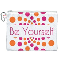 Be Yourself Pink Orange Dots Circular Canvas Cosmetic Bag (xxl) by Ket1n9